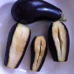 Eggplants Pealed and Cut
